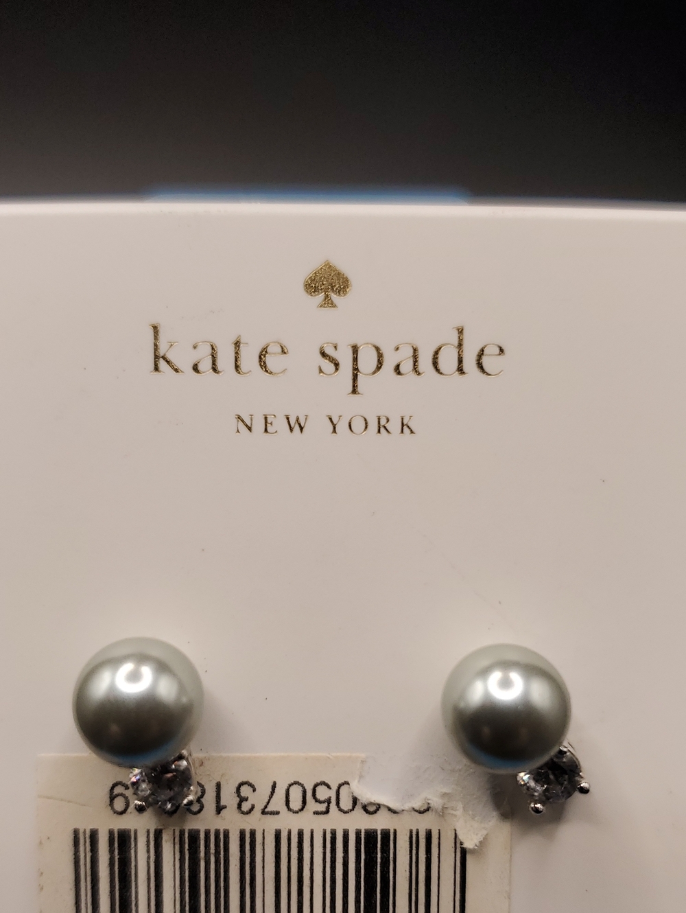 Kate Spade Gray Pearl and Crystal Stud Earrings